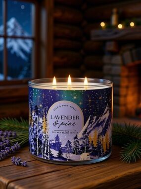 🆕BATH & BODY WORKS 3 WICK CANDLE/LAVENDER & PINE